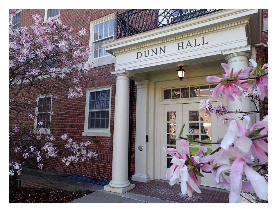 An exterior photo of the entrance to Dunn Hall